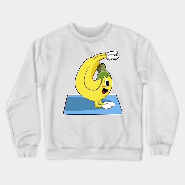 Banana at Yoga on Yoga mat Crewneck Sweatshirt by Markus Schnabel